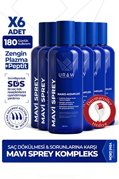 Uraw Mavi Sprey 6'lı Set - Saç Kökü Aktivasyonunu Destekleyen Gelişmiş Kompleks