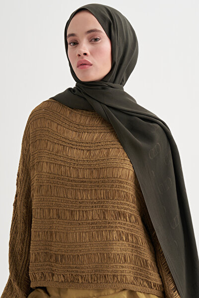 carell Monogram Desen Liora Pamuk Şal Haki