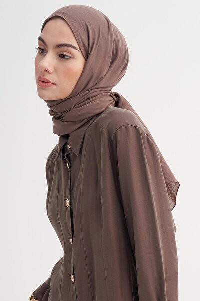 carell Organik Kırışık  Şal Soft Kahve