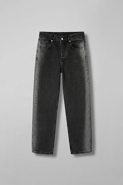 ablukaonline Чоловічі штани з поясом, детально оброблені, баггі-крій, чорні