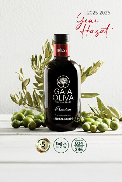 Gaia Oliva Premium Trilye 500 ml Erken Hasat Natürel Sızma Zeytinyağı (Yeni H...