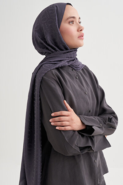 carell Luxe Desen Liora Pamuk Şal Füme