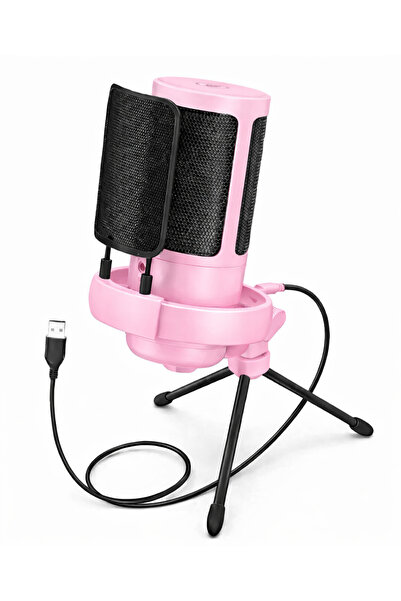 DRİTON Driton Youtuber Mikrofon Mv-5 PEMBE Rgb Usb Oyuncu Yayıncı Ve Podcast ...