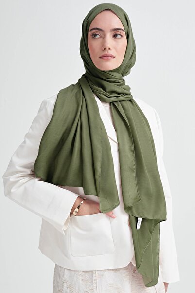 carell Şantuk Çift Taraflı İpekli Şal Orman Yeşili