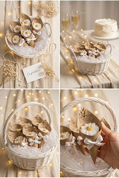 BlueDaisyCandle Kişiye Özel 15 ADET PAPATYA kokulu buket mum Düğün/nişan/söz/kadınlar/anneler Günü Hediyelik,nikah