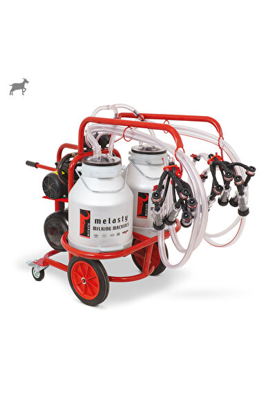 Melasty Dörtlü Keçi Süt Sağma Makinesi (Çift Güğümlü) (Alüminyum-Kauçuk) (Yağlı)