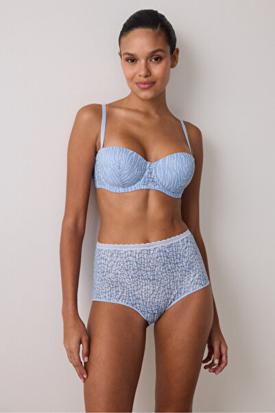 Penti Light Blue Bloom Lace Underwire Strapless Bra Without Padding