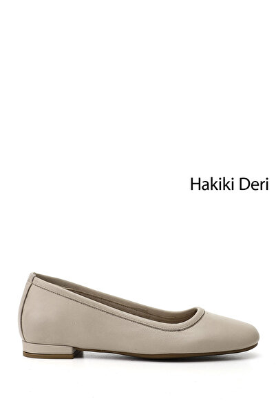 GÖNDERİ(R) Women's Beige Genuine Leather Ballerinas