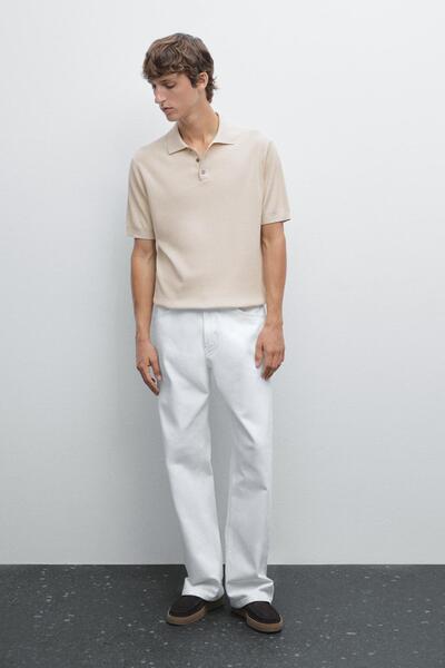 Massimo Dutti Pamuklu polo yaka fitilli triko t-shirt