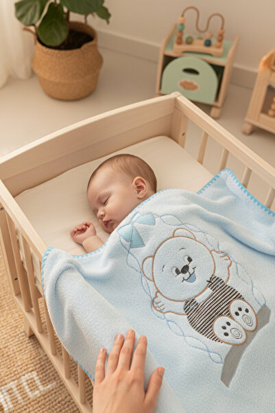 MAHFEL %100 Welsoft Kalın Çift Katlı 1.Sınıf Bebek & Çocuk Battaniyesi Mavi