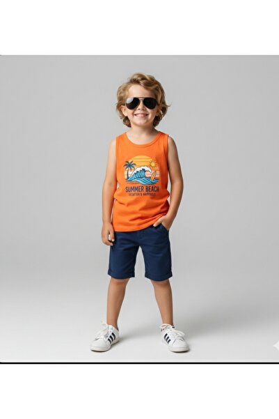 Dmb طقم شورت بخصر مطاطي وقميص مطبوع للأولاد