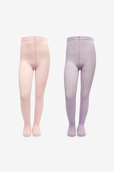 Penti Girl's Pretty Rib Lilac 2-Piece Pantyhose
