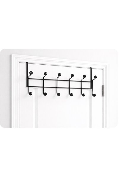 NisarStore Kapı Arkası Askılık Siyah 6 Kancalı