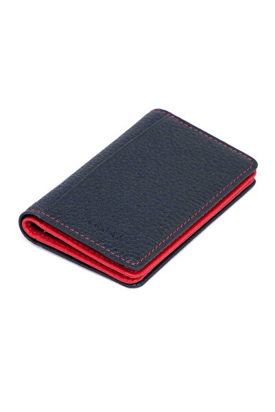 Tergan Navy Blue Genuine Leather Unisex Credit Card Holder - S1Kk00001601-N74