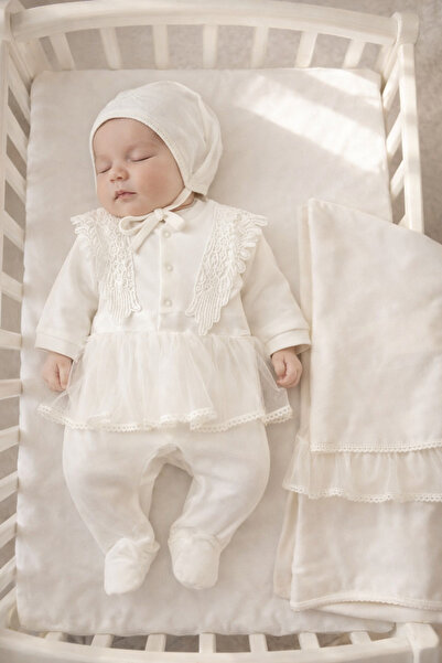 Mert Baby Melek Kanat 3'lü Organik Hastane Çıkış Seti %100 Pamuk Yenidoğan Kı...