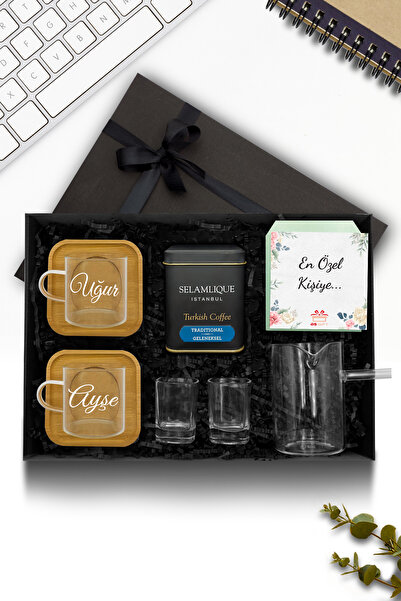 SELAMLIQUE ISTANBUL 2'li Bambu Tabaklı Cam Fincan &Cam Cezve & Selamlique Tür...