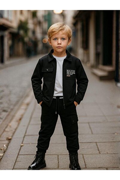 Zekids Boy's Scuba Fabric Cargo Pants with Elastic Waist and Cuffs Fleece-Lined