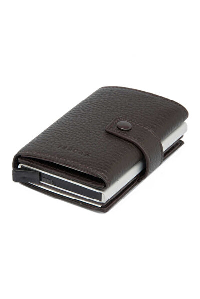 Tergan Brown Genuine Leather Unisex Credit Card Holder - S1Kk00000263-A42