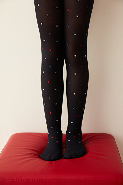 Penti Lacivert Kız Çocuk Nokta Detaylı Külotlu Çorap