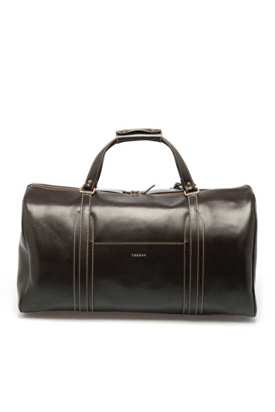 Tergan Kahverengi Hakiki Deri Unisex Seyahat Çantası - S1SC00002573-A98