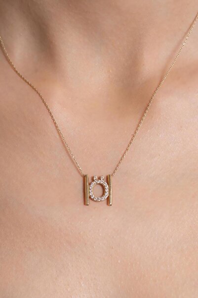 Bayar Gold 14 Ayar Altın Ö Harfi Taşlı Kolye