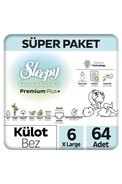 Sleepy Bio Natural Premium Plus Süper Paket Külot Bez 6 Numara Xlarge 64 Adet