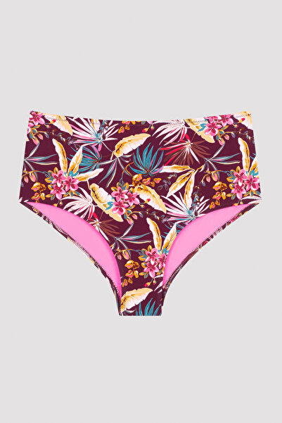 Penti Parte de jos de bikini Bali cu talie înaltă cu modele florale - multicolor