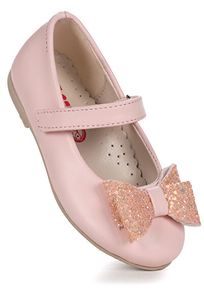 Kiko Kids Pantofi de balerină pentru fetiță cu velcro și fundă Babe Skin