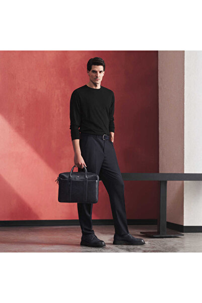 Tergan Black Genuine Leather Men's Briefcase - S1Ev00021429-R7U