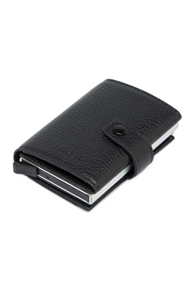 Tergan حامل بطاقات الائتمان للجنسين من الجلد الطبيعي باللون الأسود - S1KK0000...