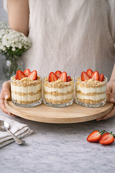 tutku home 3'lü Borosilikat Cam Kase, Magnolya Kasesi, Sufle Kabı, Çerezlik (...