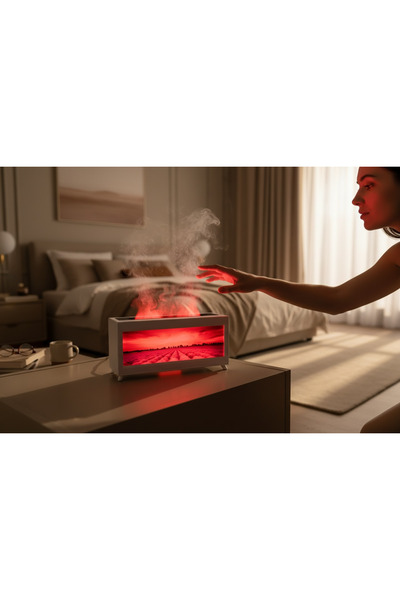 sudora Alev Efektli Dekoratif Manzaralı Hava Nemlendirici (Isıtmasız)