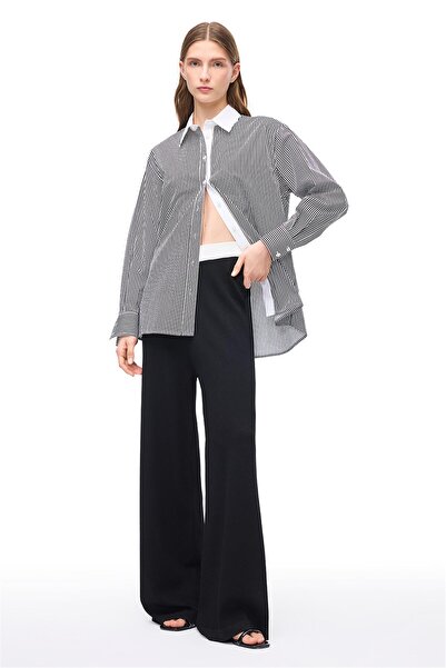 Perspective Siyah Beyaz İnnas Rahat Kalıp Gömlek Yaka Uzun Kol Gomlek