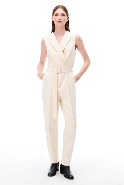 Perspective Morningstar Regular Fit Uzun Boy Sıfır Kol Erkek Yaka Acık bej Tulum