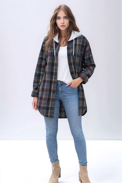 MAMAYAGA Women's Pattern Block Woodcutter Oversized Wide Fit Casual Pocketed ...