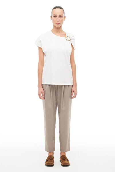 Perspective Ecru Shoulder Detail T-Shirt