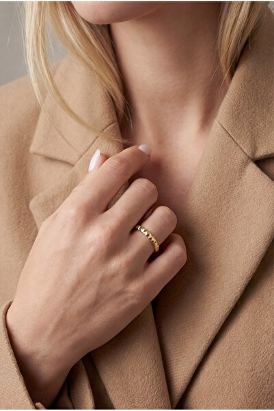 FerizZ Altın Kaplama Desenli Ajda Model Çelik Kadın Yüzük YZK-502