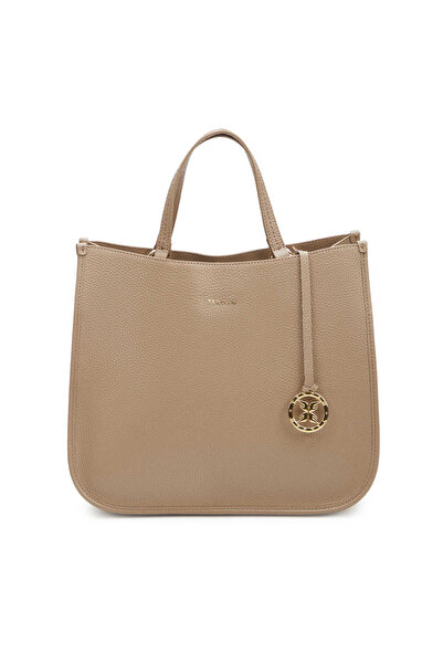 Tergan Bej Hakiki Deri Kadın Çapraz Askılı Çanta - S25K1BC80455-S95