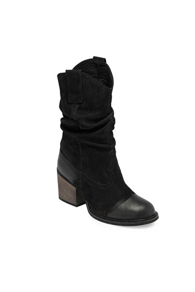Tergan Siyah Hakiki Nubuk Deri Kadın Casual Bot - K24K1BT67590-A64
