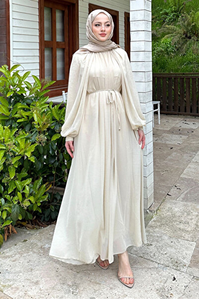 Ovn. فستان روزالينا شيفون حجري - بيج