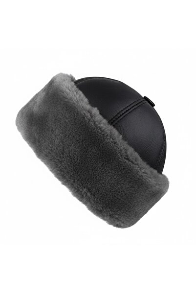 fubileather Водоустойчива шапка от естествена кожа с подплата от агнешка вълна