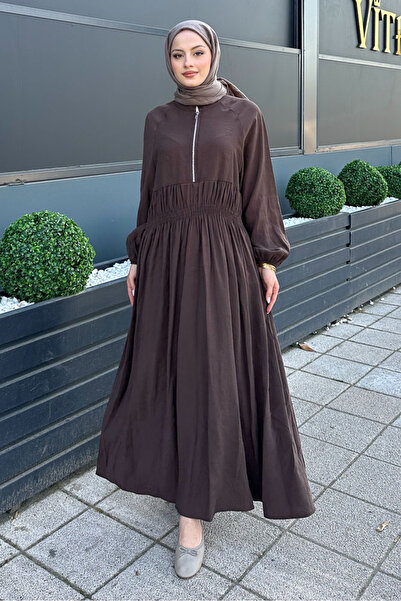 Ovn. Modal Dress with Zippered Waist - Brown