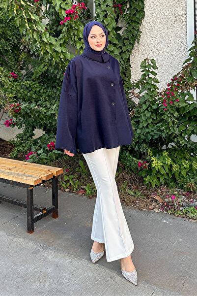 Ovn. Nua Buttoned Slit Short Coat - Navy Blue