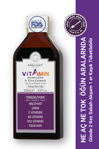 İmmu-Nat Siyah Üzüm Çekirdeği Vitamin ve Mineral İçeren Complex 250 ML - Bitk...