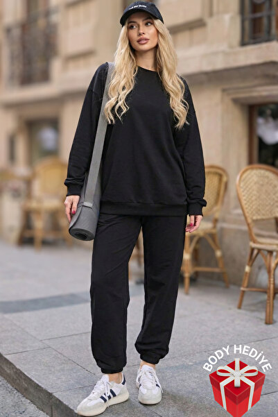 Mezka Black Tracksuit Set Premium 2-Yarn Combed Cotton Fabric Comfortable Fit