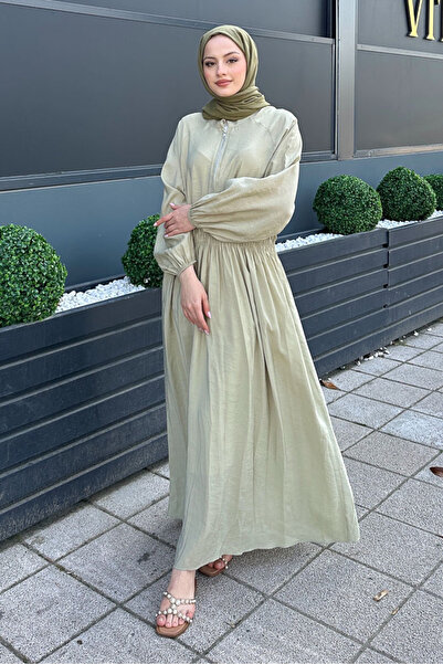 Ovn. فستان مشدود بسحاب عند الخصر - أخضر مائي