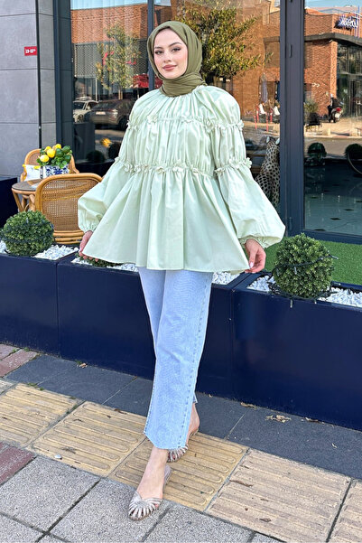 Ovn. Mini Çiçekli Gömlek - Su Yeşili