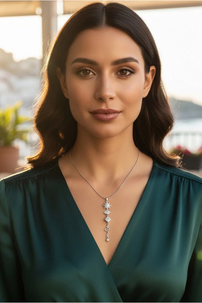 Happyline Pendant Model Stone Steel Tarnish-Resistant Silver Necklace