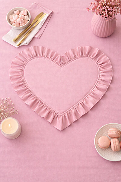 KaiHome Серія Rosy Рожевий Dak Лляний серветник з рюшами / Американський серв...