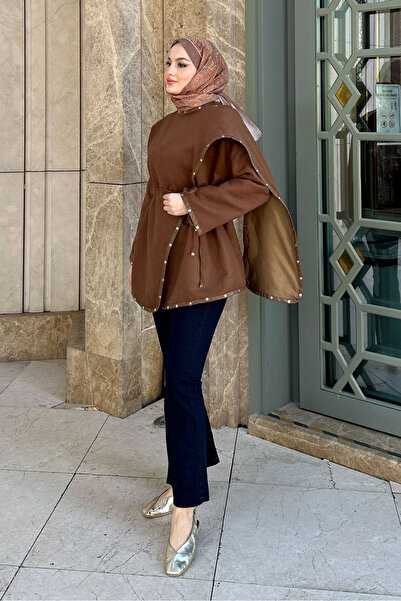 Ovn. جاكيت جلد نوبوك بتفاصيل جلدية - بني